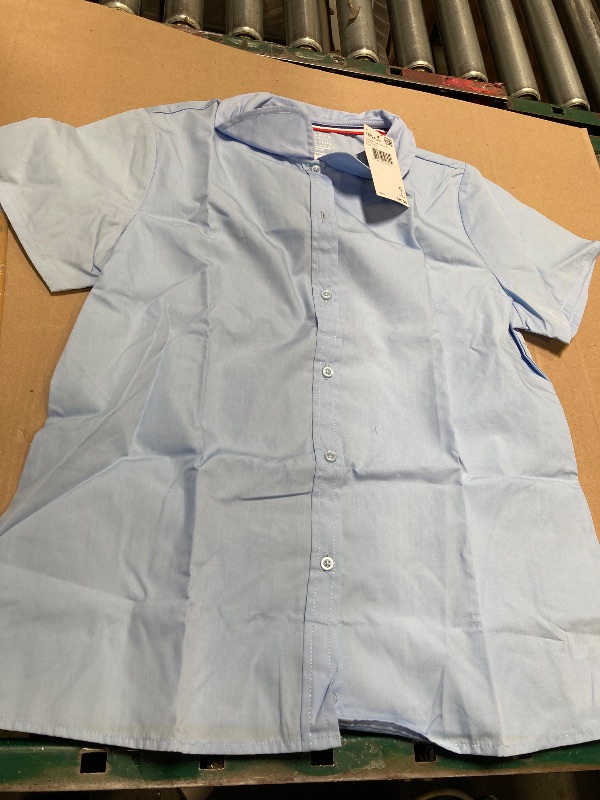 Photo 1 of French Toast girls Short Sleeve Peter Pan Collar (Standard & Plus) Blouse, Light Blue, 16.5P US