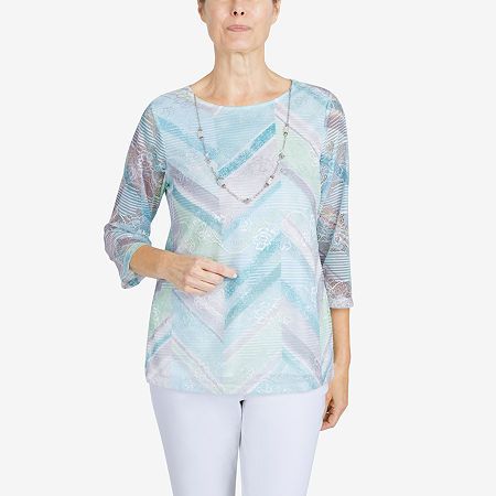 Photo 1 of Alfred Dunner Womens Crew Neck 3/4 Sleeve T-Shirt, Petite X-large, Green