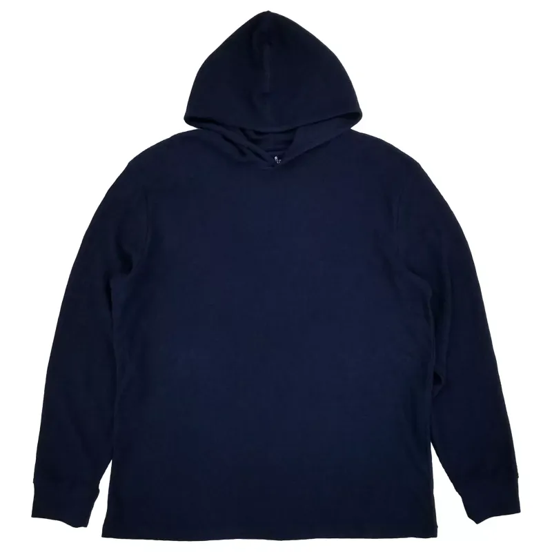 Photo 1 of Stafford Mens Navy Blue Long Sleeve Waffle Knit Thermal Hoodie Shirt XL