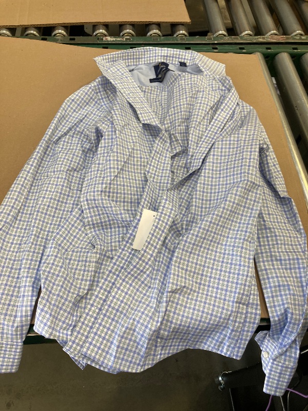 Photo 1 of Stafford All Temp Mens Fitted Stretch Fabric Wrinkle Free Long Sleeve Dress Shirt, 14-14.5 32-33, Green