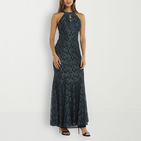 Photo 1 of R & M Richards Metallic Lace Sleeveless Evening Gown, 12, Black