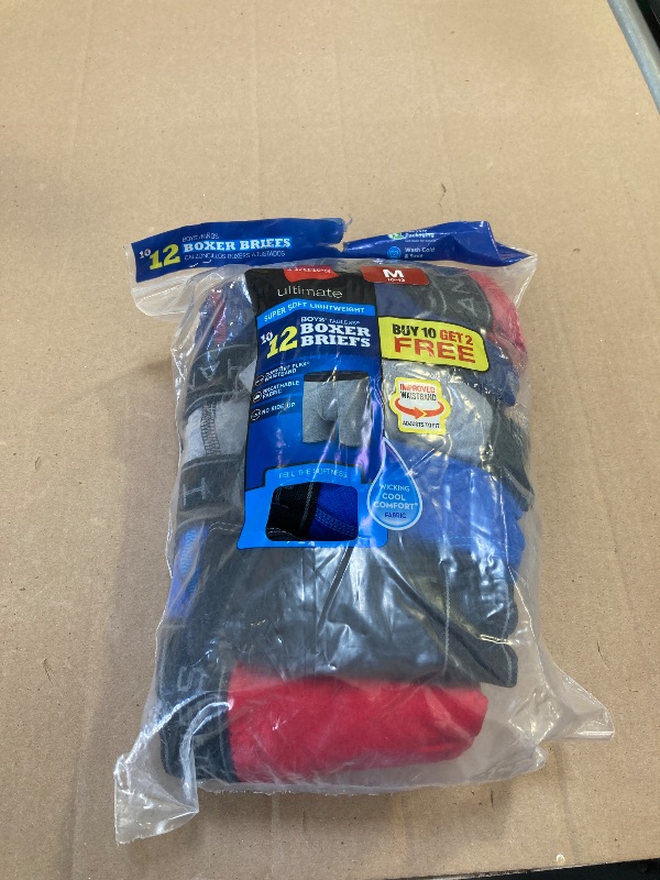 Photo 1 of Hanes Big Boys 10+2 Boxer Briefs Bonus Pack, Medium, Blue