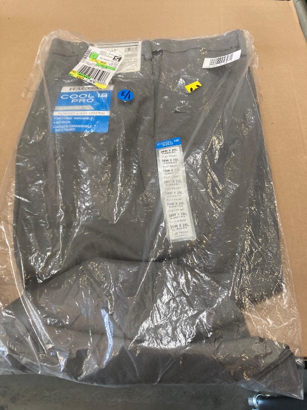 Photo 1 of Haggar Men's Cool 18 Pro Classic Fit Flat Front Pant - Regular and Big & Tall Sizes, Heather Grey, 38W x 29L