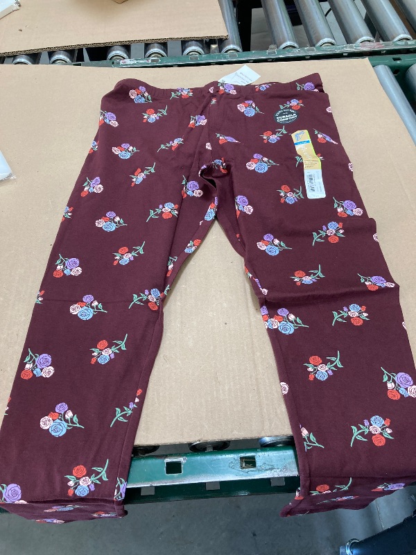 Photo 1 of There Abouts Burgundy floral print Leggings teen Girls Size xl 