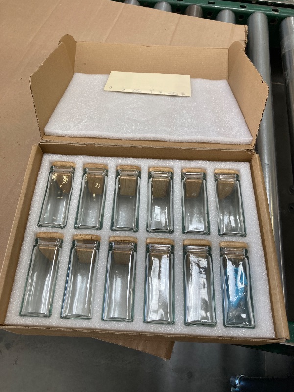 Photo 1 of APT 1101 Glass Spice Jars with Labels, 4oz Glass Jars with Bamboo Lids, Square Spice Jars with Labels, Empty Spice Bottles for Seasoning Organizer, Spice Drawer Organizer, 12 Pack (White)