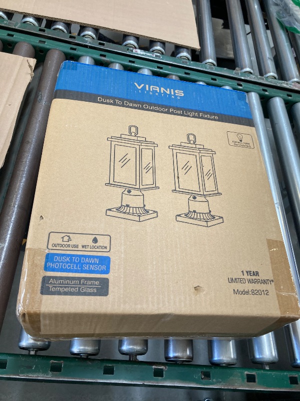 Photo 1 of VIANIS Oil Rubbed Bronze Outdoor Post Lights 2 Pack, Dusk to Dawn Light Posts for Outside with Pier Mount Base, 100% Aluminum Body with Tempered Ripple Glass, ORB Column Mount Light(Hardwired 120V)
