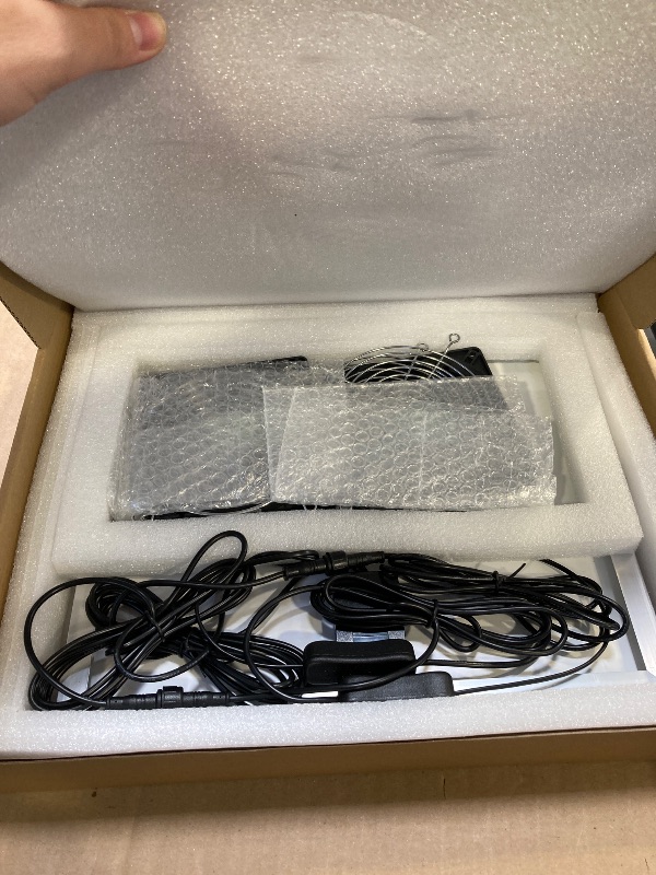 Photo 1 of erifyng Solar Powered Fan, Solar Fan for Shed, Chicken Coop, Greenhouse, Outside with Two IPX7 Waterproof 5In Fans 13Ft On/Off Switch Cable Exhaust Intake Mounting Way and Installation Kits