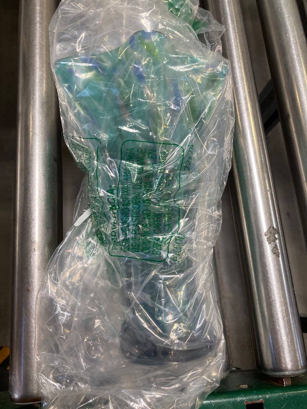 Photo 1 of 9.8" Tall Teal Blue Hand Blown Glass Vases for Home Decor,Modern Wide Mouth Ruffle Flower Vase Table Centerpieces,Colored Coastal Sea Glass Art for Bookshelf,Bathroom,Counterto,Wedding