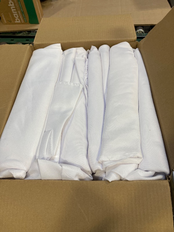 Photo 1 of Fitable 6 Pack White Round Tablecloths - 120 Inches in Diameter - Stain Resistant and Washable Table Clothes, Polyester Fabric Table Covers for Wedding, Party, Banquet, Formal Events