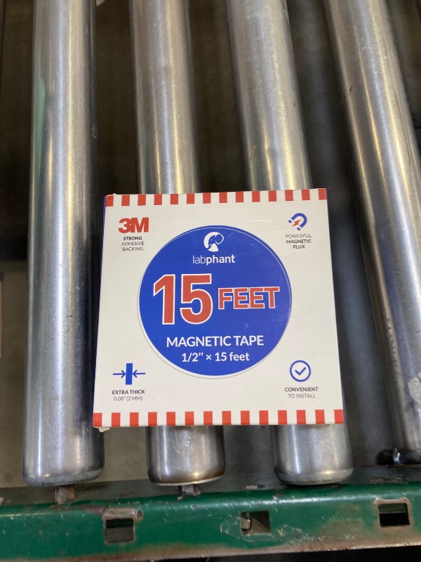 Photo 1 of Magnetic Tape, 15 Feet Magnet Tape Roll (1/2'' Wide x 15 ft Long), with 3M Strong Adhesive Backing. Perfect for DIY, Art Projects, whiteboards & Fridge Organization