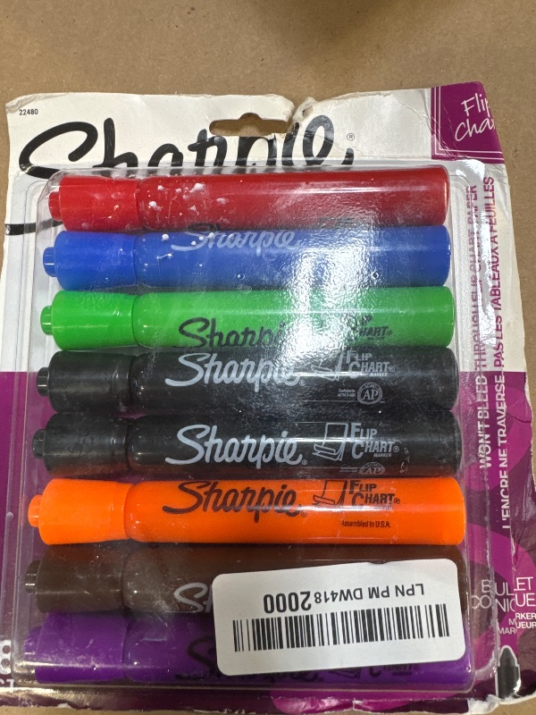 Photo 1 of Sharpie Flip Chart Markers, Bullet Tip, Assorted Colors, Low-Odor, Squeak-Free, 8 Count - Bright Visible Colors, Won't Bleed, Ideal for Office, Classroom, Teacher Supplies, Presentations