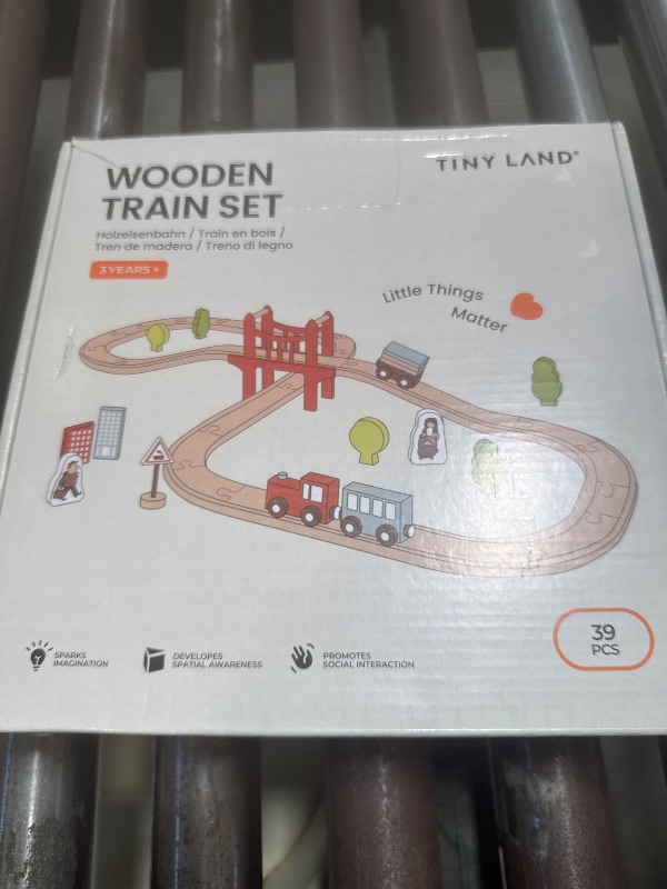 Photo 1 of Tiny Land Wooden Train Set for Toddler - 39 Pcs- with Wooden Tracks fits Thomas, fits Brio, fits Chuggington, fits Melissa and Doug - Expandable, Changeable-Train Toy for 3 4 5 Years Old Girls & Boys