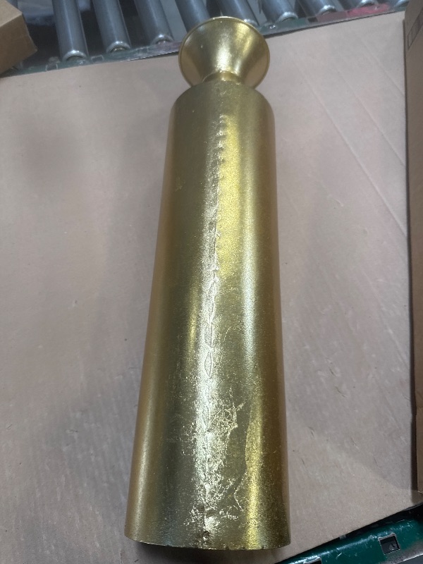 Photo 1 of  Gold Metal Tall Floor Vase