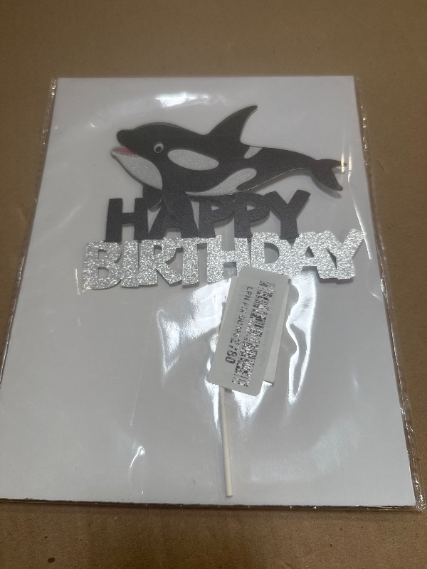Photo 1 of Killer Whales Cake Topper for Boys Girls Baby Shower Whales Happy Birthday Cake Decorations Ocean Cute Animals Theme Party Supplies Fish Glitter Cake Decor