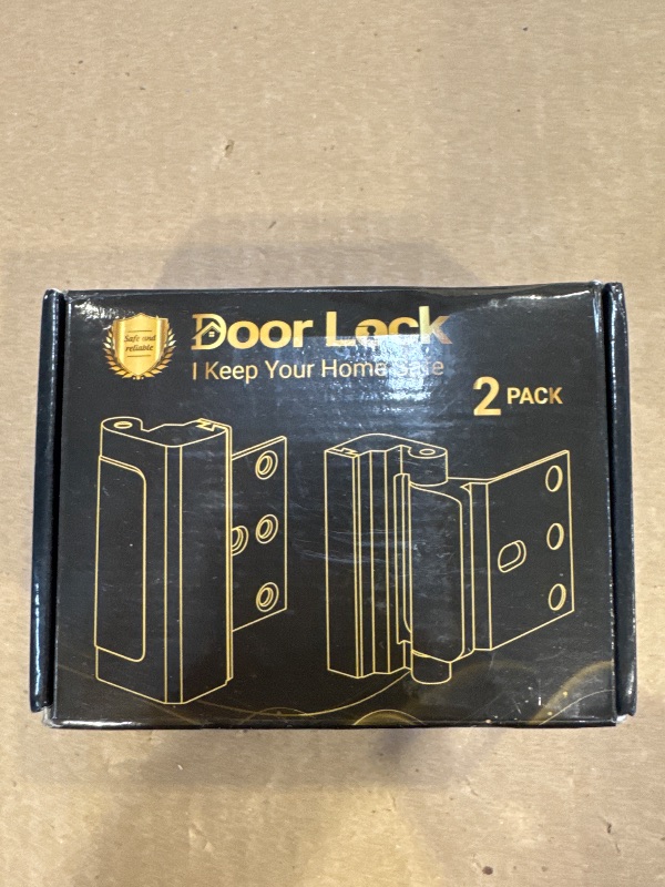 Photo 1 of Home Security Door Lock, 2 Pack Childproof Door Reinforcement Lock with 3 Inch Stop Withstand 800 lbs for Top Front Inward Swinging Door, Upgrade Flip High Night Lock to Defend Your Home Kids