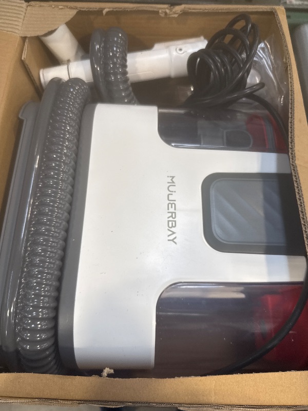 Photo 1 of Upholstery Carpet Cleaner, MUJERBAY® 12Kpa Portable Spot and Stain Cleaner, Easy Move with Universal Wheels & Handle, 1.18-inch Deep Cleaning Machine for Couch, Stairs, Car and Pet Messes.