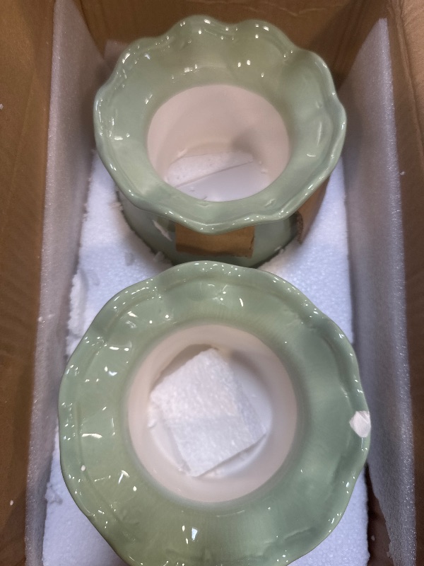 Photo 1 of Suclain 2Pcs Self Watering Plant Pot 6 inch Large Self Watering Pots for Indoor Outdoor Plants Flowers African Violet Pots Ceramic Plant Self Watering Pot for Efficient Absorption Water(Green)
