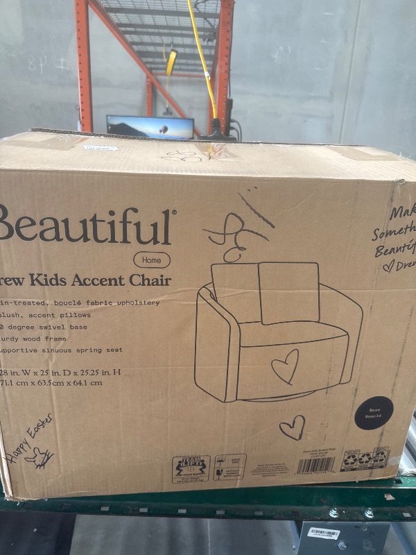 Photo 1 of Beautiful LS-BT-031 Drew Kids Accent Chair, Rose Boucl Fabric, 360-Degree Swivel
