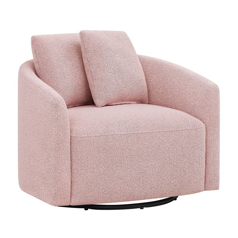 Photo 1 of Beautiful LS-BT-031 Drew Kids Accent Chair, Rose Boucl Fabric, 360-Degree Swivel