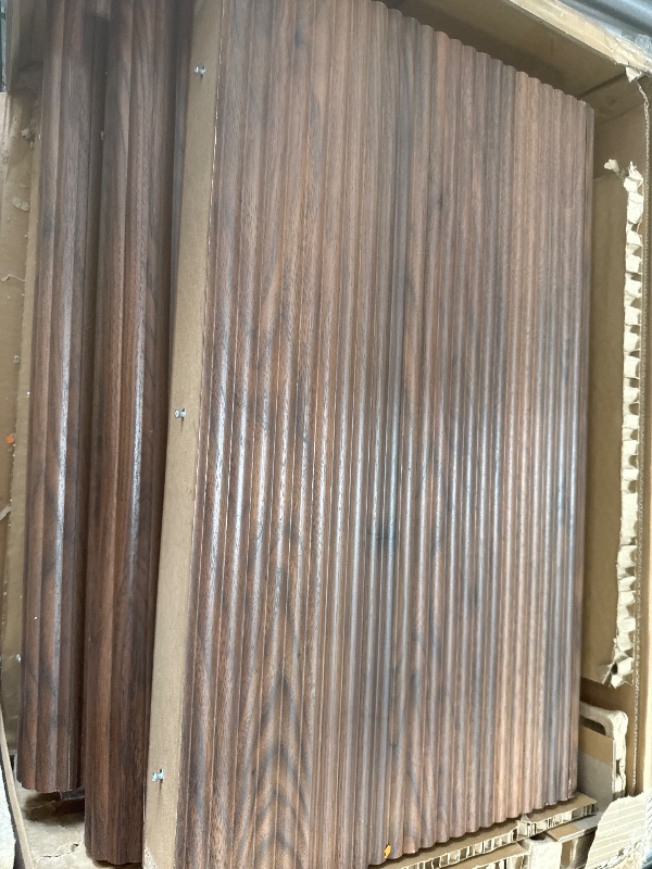 Photo 1 of box 2 of 2 * Better Homes & Gardens Lillian Fluted Round Expandable Dining Table, Walnut Finish
