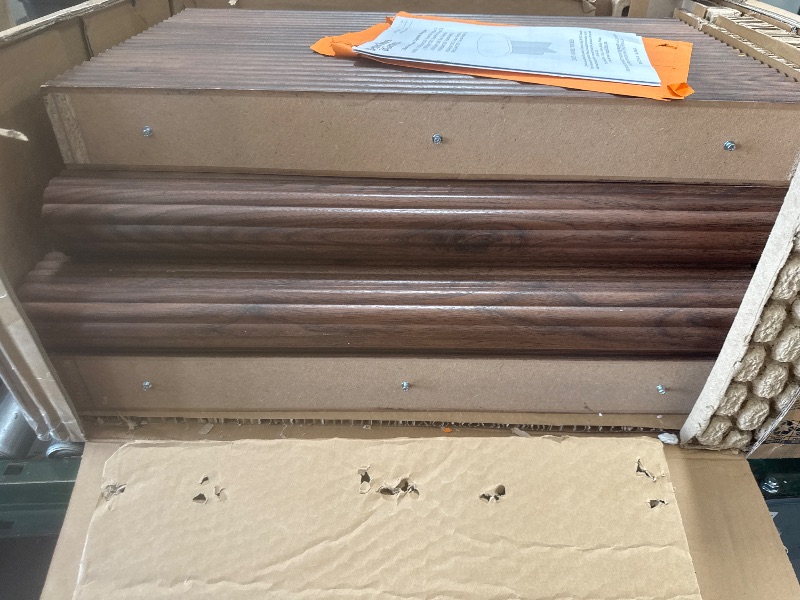 Photo 1 of box 2 of 2 * Better Homes & Gardens Lillian Fluted Round Expandable Dining Table, Walnut Finish
