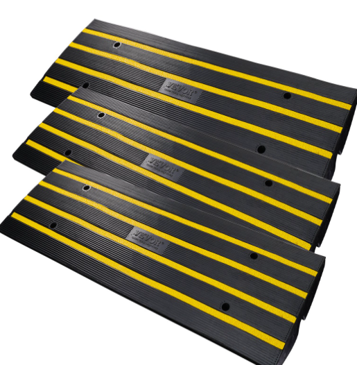 Photo 1 of VEVOR Curb Ramp, 3 Pack Rubber Driveway Ramps, Heavy Duty  Weight Capacity Threshold Ramp,Curbside Bridge Ramps for Loading Dock Garage Sidewalk, Expandable Full Ramp Set

