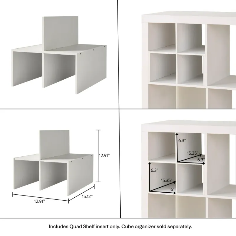 Photo 1 of Better Homes & Gardens Quad Shelf Cube Organizer Insert White Texture
