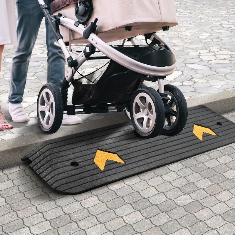 Photo 1 of VEVOR Rise Rubber Threshold Ramp for Doorway,Door Ramp with Non-Slip Textured Surface,Rubber Curb Ramp for Wheelchair and Scooter