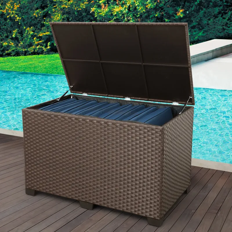 Photo 1 of Wicker Storage Box, Water-Resistant Deck Bin for Garden