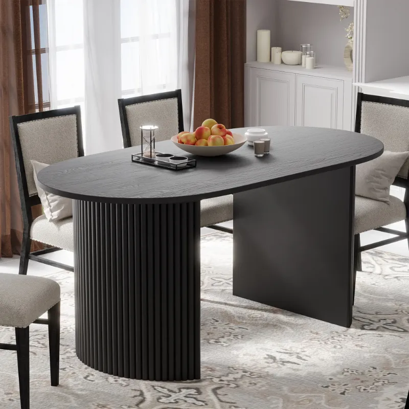 Photo 1 of *BOX 1 OF 2//TOP ONLY* Abberton Dining Table TOP Oval Kitchen Table,Black