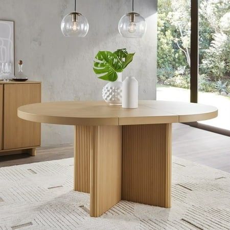 Photo 1 of *BOX 1 OF 2 ONLY*/Better Homes & Gardens Lillian Fluted Round Expandable Dining Table Natural Pine Finish (Box 1)