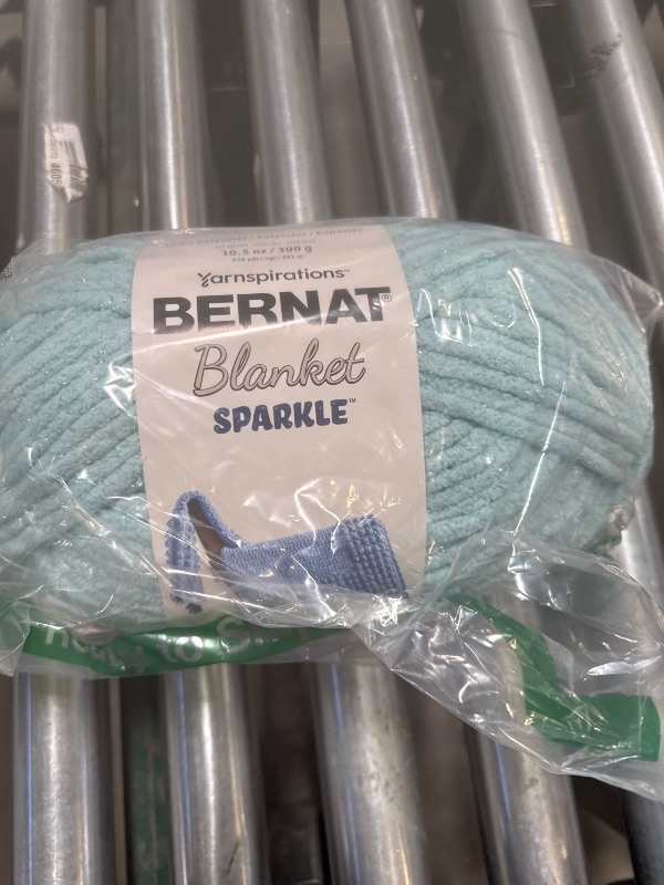 Photo 1 of Bernat Blanket Sparkle Yarn-Aqua