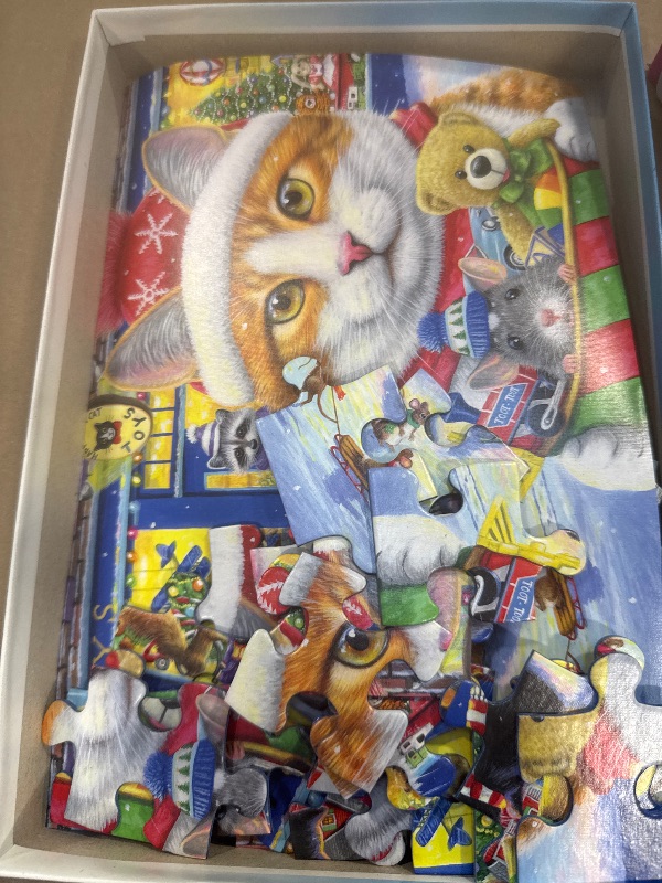 Photo 1 of Ravensburger Christmas Kitties 2 x 24 Piece Jigsaw Puzzle Set for Kids - Every Piece is Unique, Pieces Fit Together Perfectly