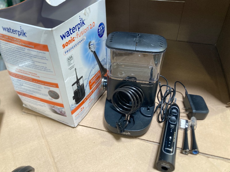 Photo 1 of Waterpik Sonic-Fusion 2.0 Professional Flossing Electric Toothbrush with Water Flosser Combo In One, Black SF-04, Packaging May Vary