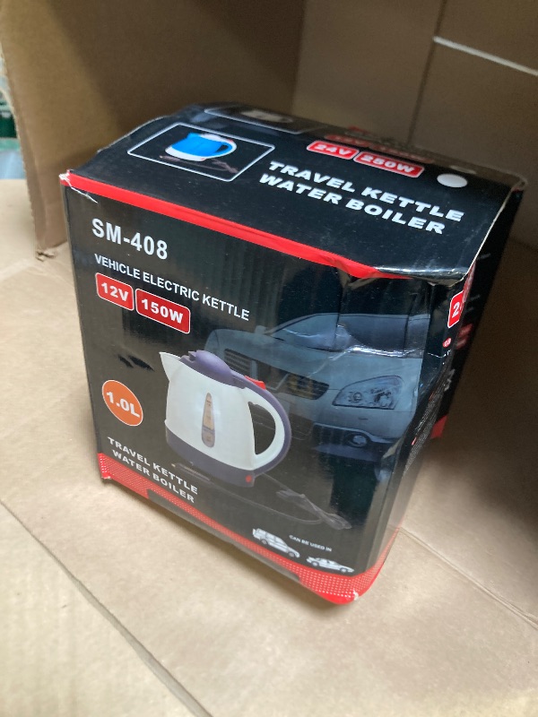 Photo 1 of CYDZSW Boiling Hot Water Car Kettle Electric Automatic Shut Off,Portable Water Heater Boiler Stainless Steel Kettle Electric,Travel Coffee Tea Pot Electric Kettles,12v DC Cigarette Lighter,1000ml