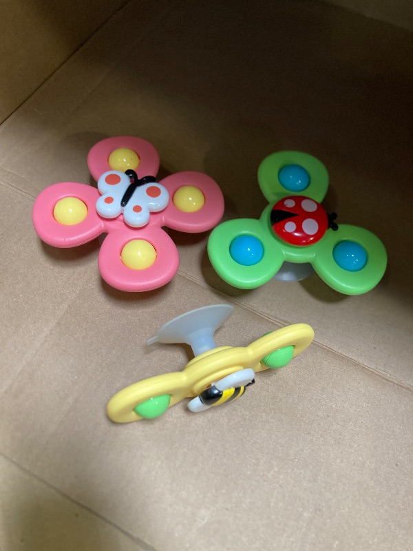 Photo 1 of LiKee Strong Suction Cup Fidget Rotating Sensory Bath Toys for Baby 12 18 Months Airplane Car Travel Table & Window Toys for 1 2 Years Old Toddler Boys and Girls (Insect-1)