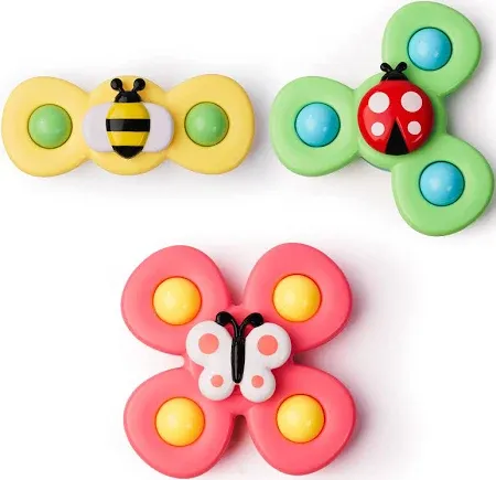 Photo 1 of LiKee Strong Suction Cup Fidget Rotating Sensory Bath Toys for Baby 12 18 Months Airplane Car Travel Table & Window Toys for 1 2 Years Old Toddler Boys and Girls (Insect-1)