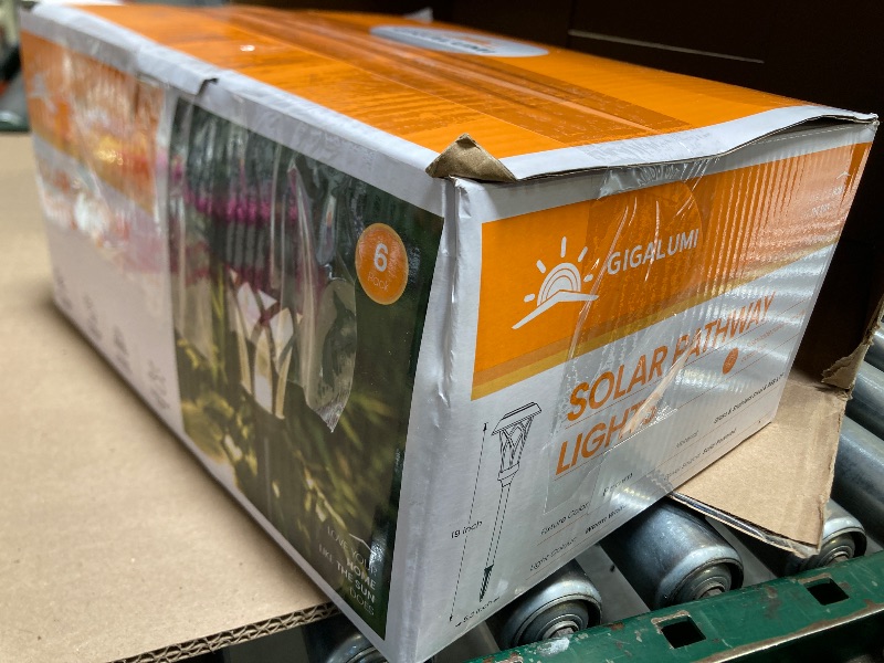 Photo 1 of GIGALUMI Solar Lights Outdoor 6 Pack, Solar Landscape Lights Warm White, Brown Super Bright High Lumen Waterproof Metal Automatic Solar Lights for Yard, Pathway, Garden, Walkway