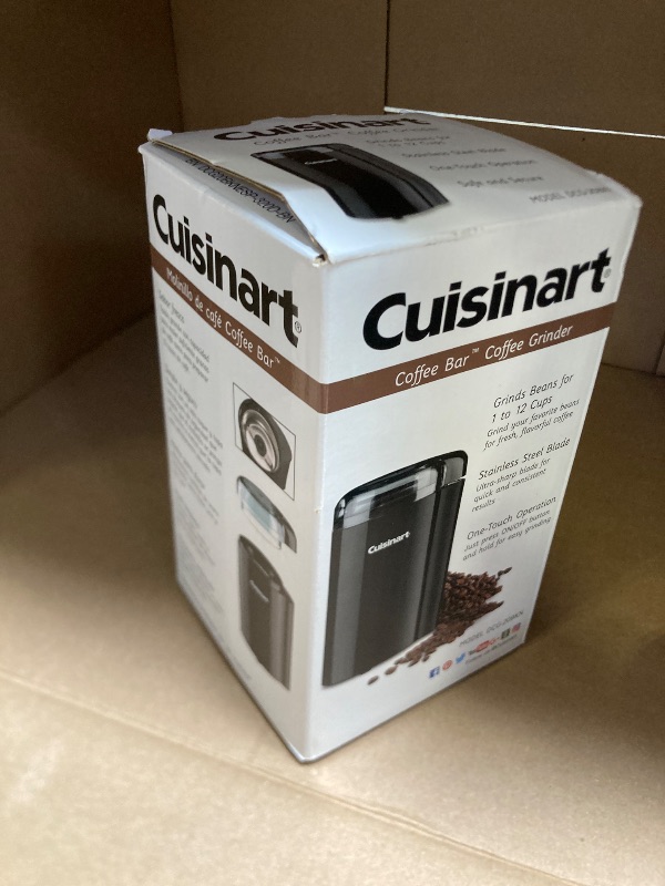 Photo 1 of Cuisinart DCG-20BKN Coffee Grinder, On/Off Switch With Safety Interlock, Stainless Steel Blades and Easy-to-Clean Bowl with Lid, 2.5oz/70g Capacity – Enough for 12 Cups, Black