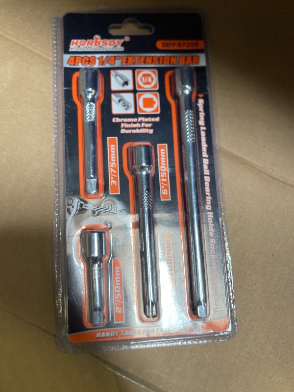 Photo 1 of 1/4" Socket Extension Set - 4PCS Drive Socket Quarter Inch Extension Bar Set 2" / 50mm, 3" / 75mm, 4" / 100mm, 6" / 150mm CR-V Durable Material