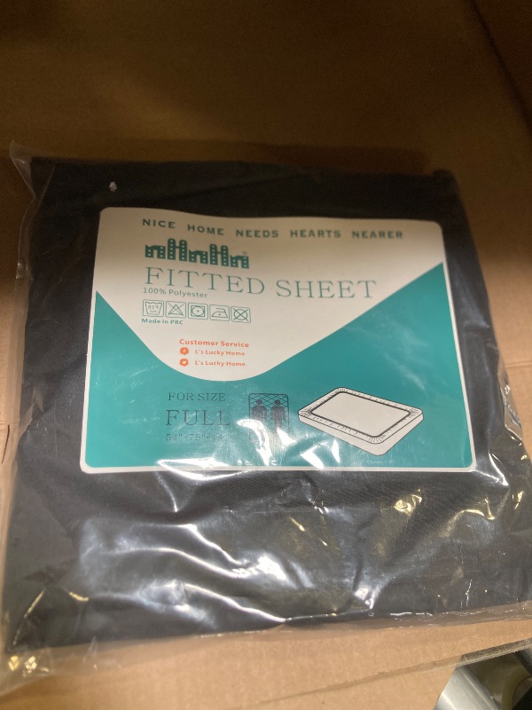Photo 1 of NHNHN Fitted Sheet-Deep Pockets-Soft Microfiber-Easy Care-Shrinkage and Fade Resistant-Fitted Sheets FullSize for Girl Woman Teens Kids-Only 1 Fitted Sheet (Full, Black)