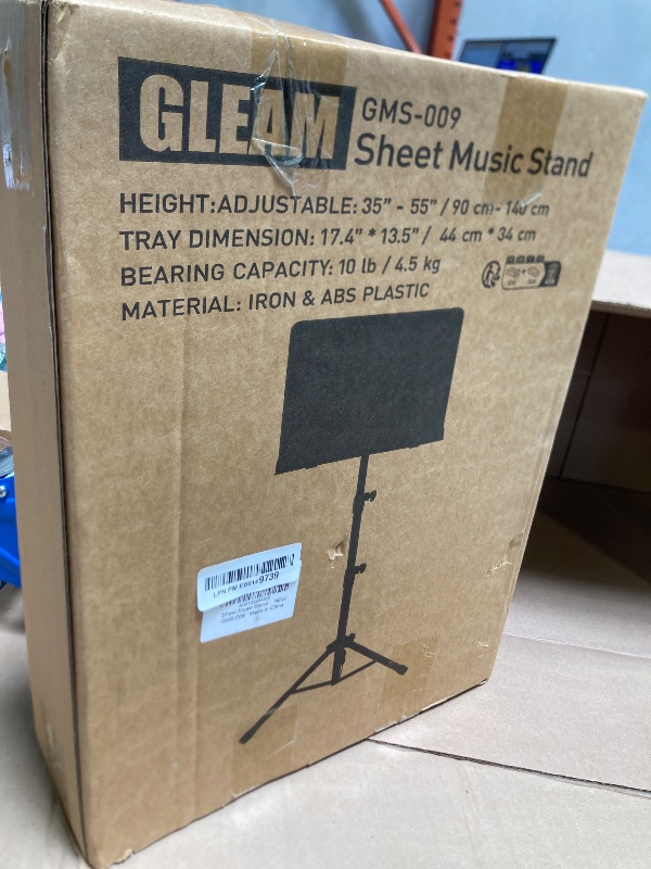 Photo 1 of GLEAM Sheet Music Stand - Full Metal with Carrying Bag, Phone Holder, Sheet Music Folder and Clip, 5 in 1 Desktop Book Stand