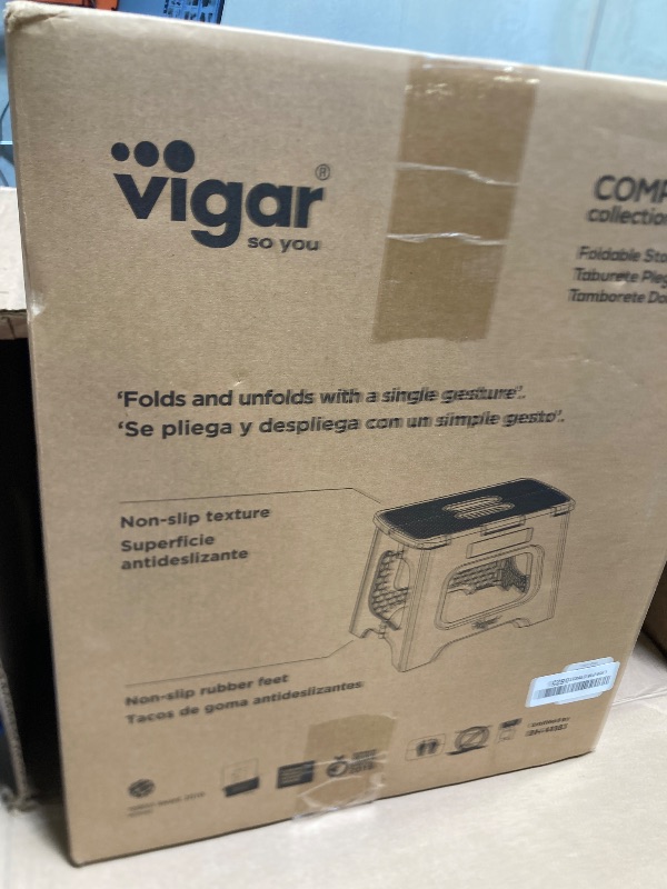 Photo 1 of Vigar Compact Step Stool Foldable, 12-1/2-inch Step Stools for Adults up to 330 Pound, Lightweight Stool, Non-Slip Folding Step Stool, Grey Terrazo Pattern