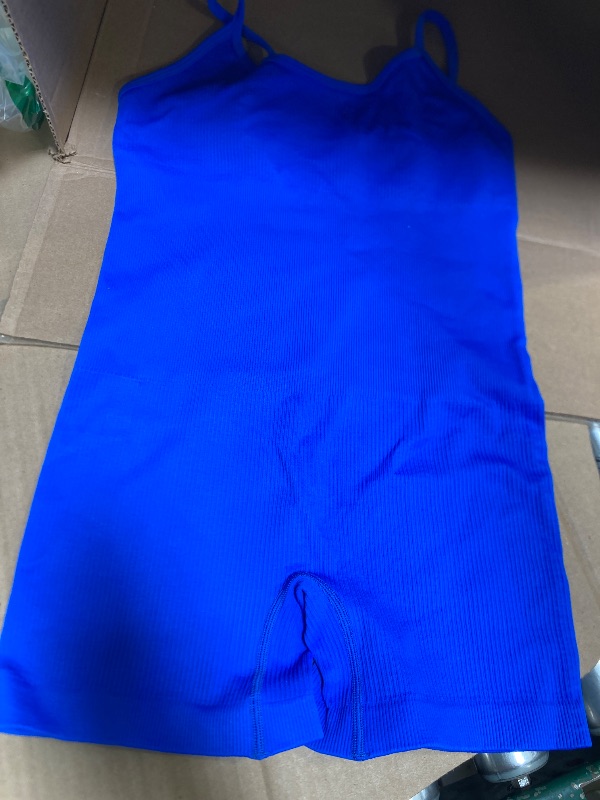 Photo 1 of Size M--Women Workout Seamless Jumpsuit Yoga Ribbed Bodycon One Piece Spaghetti Strap Shorts Romper