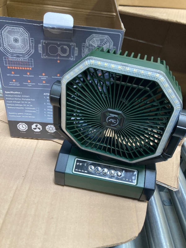 Photo 1 of Portable Fan 24000mAh Battery Powered with Remote & LED, 4 Speed Strong Airflow, Desk/Camping/Outdoor/Gym Fan for Office Travel Treadmill Camping Gear