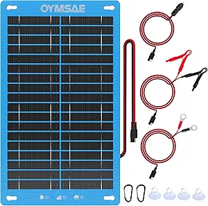 Photo 1 of OYMSAE 12W Solar Car Battery Charger Portable 12V Trickle Battery Charger & Maintainer Waterproof Solar Panel for Car Boat Automotive RV