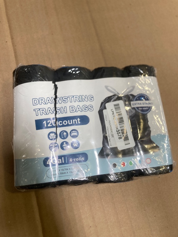 Photo 1 of 12Count 4Gal Drawstring Trash Bags