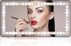 Photo 1 of Car Sun Visor Vanity Mirror, Car Vanity Mirror With Lights, Makeup Mirror with 3 Light Modes & 60 LEDs, Rechargeable Car Mirror Dimmable Touch Control Travel Makeup Mirror for Car Truck SUV