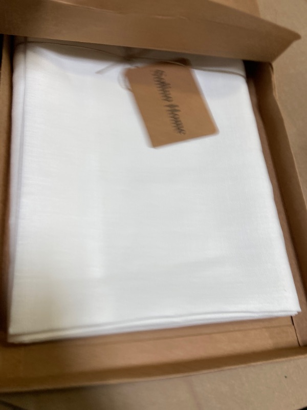 Photo 1 of Solino Home White Square Tablecloth 52 x 52 Inch - 100% Pure Linen Table Throw - Fete, Machine Washable Table Cloth for Spring, 4th of July, Memorial Day, Father's Day, Summer