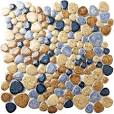 Photo 1 of Blujellyfish Glazed Blue Mosaic Ceramic Pebble Porcelain Tile Swimming Pool Bath Shower Wall Flooring Tile TSTGPT001 (5 Square Feet)